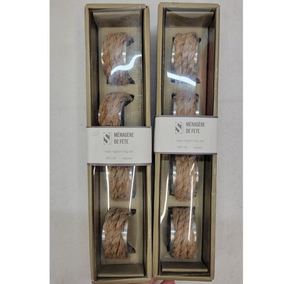 Aluminum Napkin Rings with Rope Design (Set of 8), 2" x 2", Natural - Picture 2 of 6